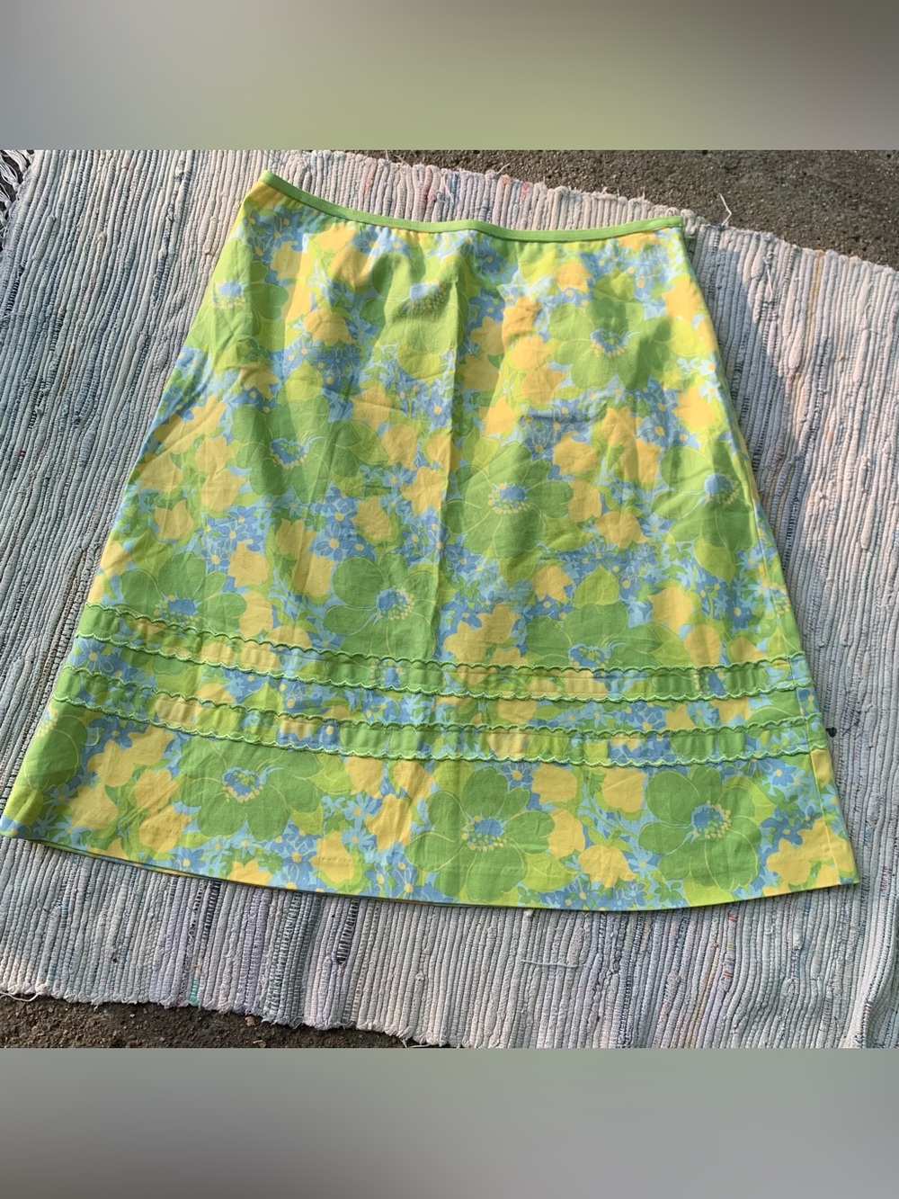 Vintage Cotton Floral Yellow green skirt